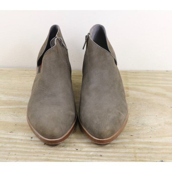 1 State Boots Womens 7.5M Fog Brown Leather Isak Half d'Orsay Bootie Shoes Boho - Picture 2 of 7